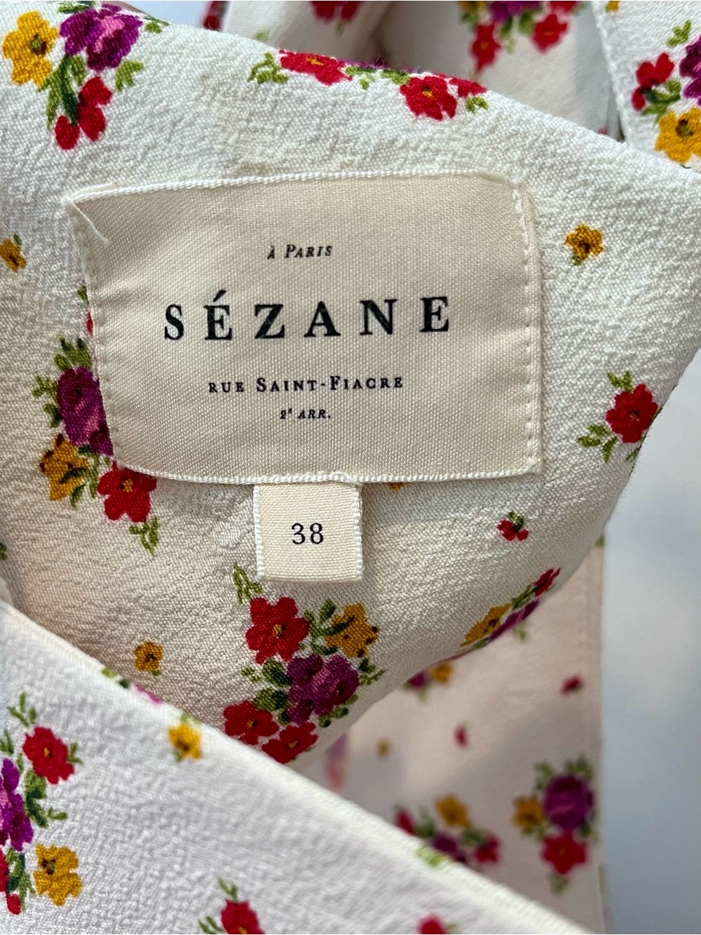 Sezane Women's Cream with Multi Color Floral Tie-Shoulder Tank Top - Picture 3 of 5